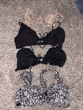 Shade & Shore Black, Beige, and Floral Women’s Bikini Tops - Pack of 4